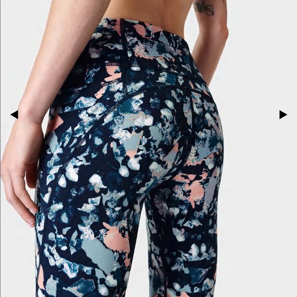 SWEATY BETTY Power 7/8 Workout Leggings, Pink Floral Collage Print SIZE XS. 0589 - Picture 3 of 11